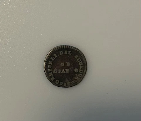 Ecuador Un Cuarto  1843 Rare Coin Great Price Very Rare XF Cover