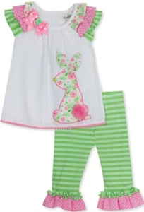 Rare Editions Little Girl's Easter Bunny Seersucker Tunic & Legging Set-6 or 6X - Picture 1 of 3