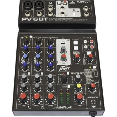 PEAVEY PV 6 BT 120US 2-CH BLUETOOTH CAPABLE STUDIO MIXER WITH 3-BAND EQUALIZER - Image 1 of 4