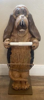 Vintage Hound Dog Toilet Paper Towel Holder with Magazine Rack Fun Folk Art 28” - Imagem 1 de 4
