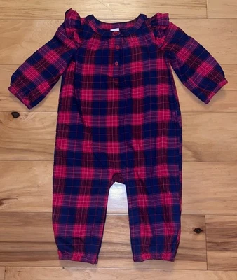 GAP 女宝宝海军蓝与红色法兰内尔一件 6-12 个月完好 COND LD9 — 第 1/3 张图片