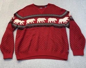 Chaps Pullover Herren XL rot Fair Isl Strick Rundhals Pulli Eisbär Elch - Bild 1 von 6