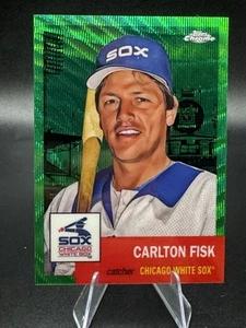 2022 Topps Chrome Platinum Anniversary - Carlton Fisk Green Wave Refractor 74/99 - Picture 1 of 3