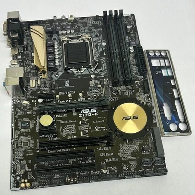 Asus Z170-K Intel Z170 LGA 1151 REV. 1.04 Socket H4 DDR4 ATX Motherboard & I/O - Image 1 of 4
