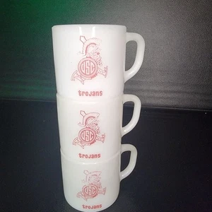 Set di 3 USC Trojans 1960s tazza caffè tazza tè NCAA bianco calcio vetro latte** - Foto 1 di 8