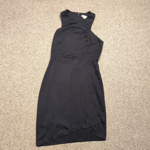 Helmut Lang Dress Womens 2 Black Asymmetrical Bodycon Cocktail Mini - Picture 1 of 5
