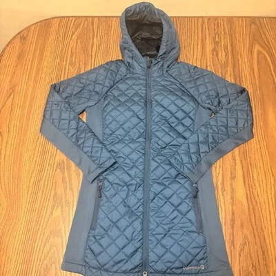 Merrell Women's Lightweight Quilted Hooded Anorak Teal Size Small Petite - Image 1 of 4