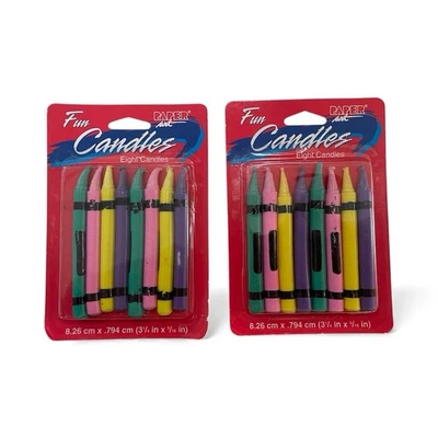 De Colección Velas de Crayón Cumpleaños Pastel Fiesta Años 90 Paquete Sellado Nuevo 2 Paquetes 8 Cada uno Foto 1 de 4