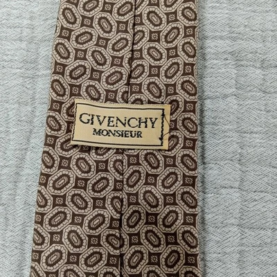 Corbata de Seda Givenchy Monsieur De Colección Beige Dorado Paisley Clásica Retro Antigua Clase de Dinero  Foto 1 de 3