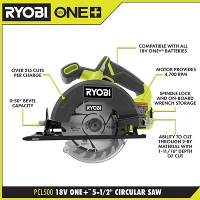 RYOBI ONE+ 18V Cordless 5 1/2 in. Circular Saw (Tool Only) - Image 1 of 4