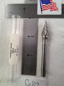 1 NEW HTC 1/4" SHANK CARBIDE BURR SM-4 DOUBLE CUT. CONE SHAPE (G89) - Picture 1 of 4
