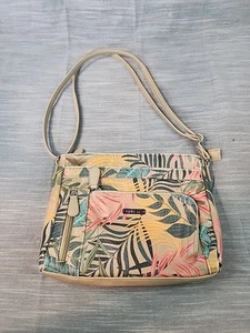 MultiSac Zippy Triple Compartment Crossbody Bag Floral Tropical Print - Picture 1 of 8
