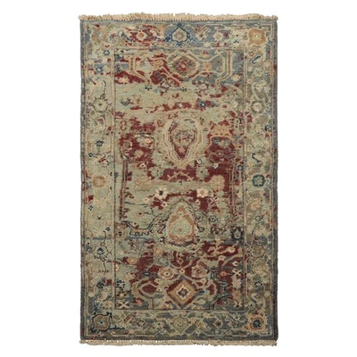 LoomBloom 2'11''x4'9'' Hand Knotted Wool Maroon Oushak Transitional Rug - Image 1 of 4