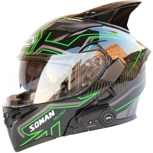 2020 Soman Motorcycle Bluetooth Helmet Flip Up Modular Motobike Helmet With Horn - Picture 1 of 9