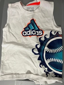 Boy's Little Youth adidas The Go-To Tee Sleeveless Shirt White Size 5 - Picture 1 of 3
