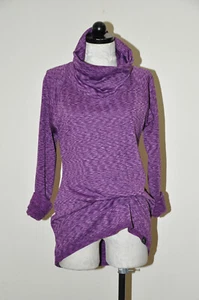 Felpa RBX Viola Space Dye Elasticizzata con Cappuccio Cowlneck Top Sportivo Attivo Donna M - Foto 1 di 18