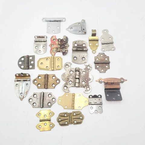LOT of 19 Vintage Reclaimed Used Cabinet Hinges Mix Lot All Salvage Hardware Cover