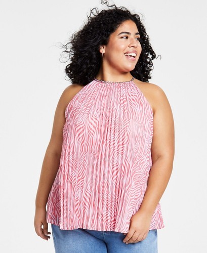 Top catena Michael Kors taglie forti zebra zebra geranio $140 taglia 2X