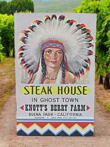 1960s Knotts Berry Farm Souvenir Steak House Menu Native American - Picture 1 of 3