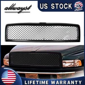 Front Mesh Hood Grille Grill Gloss Black For 1994-2002 Dodge Ram 1500 2500 3500