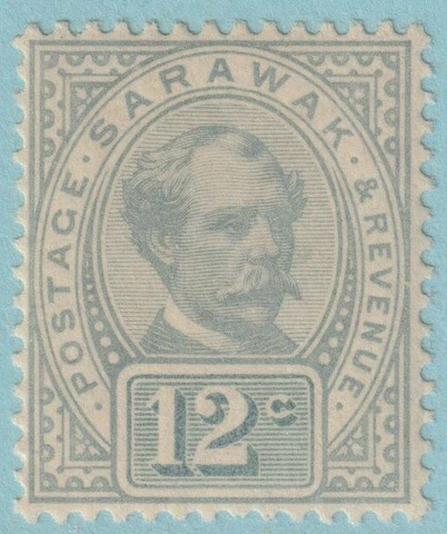 SARAWAK 16? - 12 CENT COLOR ERROR! GRAY BLUE! - MINT LIGHTLY HINGED OG * TCZ Cover