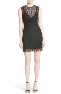 NEW Diane von Furstenberg Lace Overlay Mindress in Black - Size 10  #D489 - Picture 1 of 6