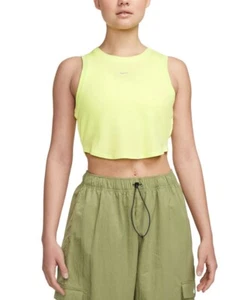 Camiseta sin mangas recortada acanalada Nike Sportswear Essentials para mujer talla pequeña amarilla nueva con etiquetas - Imagen 1 de 2