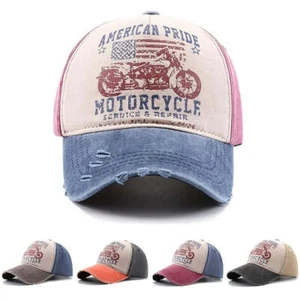 American Pride Motorcycle Distressed Baseball Cap - Picture 1 of 5