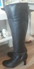Ladies Dark Brown Principles Knee High Leather Heel Boots Size 5