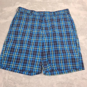 Izod Perform Golf Shorts Plaid Blue Golf Men's Size 38 Bermuda Shorts - Picture 1 of 7