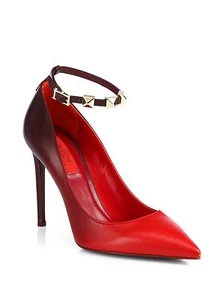 VALENTINO ROCKSTUD RED Ombre Ankle Strap Pumps EU 36 40 I LOVE SHOES - Picture 1 of 9