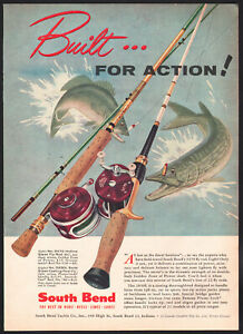 1956 South Bend Tackle Co. print ad Bend Hollow & Solid Glass Rods Orenomatic Re