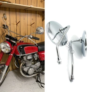 Pair Chrome Motorcycle Rearview Mirrors For Honda CB350 CB450 CB500 CB550 CB650 - Picture 1 of 13