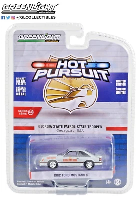 2023 GREENLIGHT Hot Pursuit 44 1982 FORD MUSTANG GT- GEORGIA STATE PATROL ST NOC - Image 1 of 4