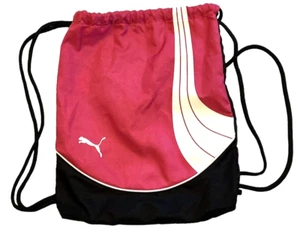PUMA Sport Lifestyle Drawstring Backpack Pink & Black 17 X 14 Acnmay Gym Camp - Picture 1 of 11