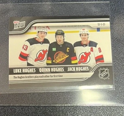 2023-24 TOPPS NOW NHL Stickers #53 Luke Quinn Jack Hughes Brothers - Image 1 of 2