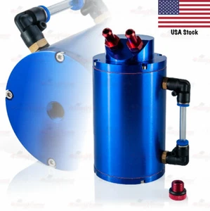 UNIVERSAL PCV Aluminium Alloy Engine OIL CATCH BOTTLE Reservoir Can Tank BLUE - Picture 1 of 6