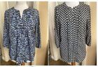 212 COLLECTION - 3/4 SLEEVE ROUND HEM CREPE TUNIC TOPS - POLKA DOT CHAINS SZ M