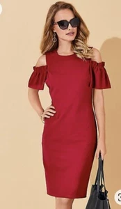 Kaleidoscope Petite Women's Red Cold Shoulder Shift Dress UK 8 - EU 36 - 60J921 - Picture 1 of 8