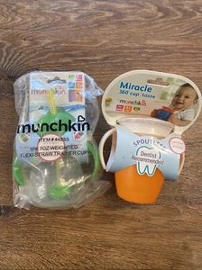 New Munchkin Miracle 360 Trainer Cup Orange And Munchkin Weighted Straw Trainer - Picture 1 of 3
