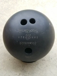 Vtg 15 lb 9.1 oz Brunswick "Black Beauty" RUBBER Bowling Ball Black RH - Picture 1 of 4