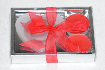 Kerzenhalter aus Glas in Herzform inkl. 2 roten Teelichtern für den Valentinstag - Bild 1 von 3