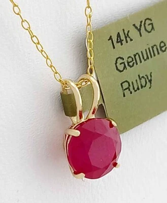 COLGANTE SOLITARIO RUBÍ GENUINO 0,95 Cts ORO 14K - Valoración Certificado Gratuito Foto 1 de 4