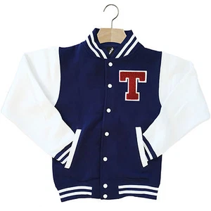 CHAQUETA DE BÉISBOL VARSITY UNISEX PERSONALIZADA CON GENUINA LETRA UNIVERSITARIA DE EE. UU. T - Imagen 1 de 2