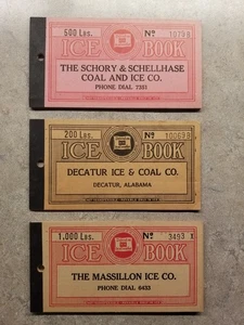 3 Vintage 1930s Schory & Schellase & Decatur Coal & Ice Co. Coupon Books - E - Picture 1 of 4