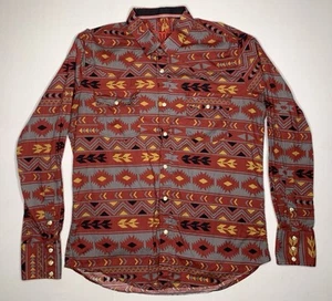 Camisa vintage Y2k Platini LG Western Azteca abotonada manga larga perla a presión P74 - Imagen 1 de 13