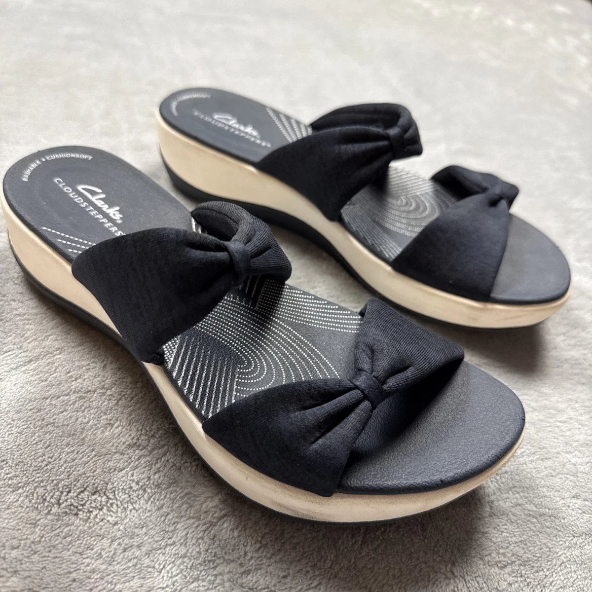 Clarks Mira Bay - Sandalia plana para mujer, Negro (Black Textile
