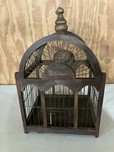 Primitive Domed Bird Cage Handmade Wooden & Wire Vintage Country Antique Style - Picture 1 of 13