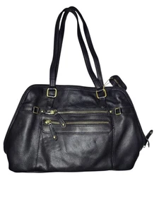 Tolle American Leather Works schwarz Kieselsteine Schulter/Handtasche Reißverschluss Medium neu ohne Etikett - Bild 1 von 10