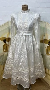 Vintage Kleemeier Hof Ivory Satin Wedding dress Romantic Fairytale High Neck - Picture 1 of 12